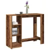 Antik fa színű szerelt fa bárasztal polccal 124 x 46 x 103,5 cm