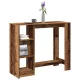 Antik fa színű szerelt fa bárasztal polccal 124 x 46 x 103,5 cm