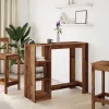 Antik fa színű szerelt fa bárasztal polccal 124 x 46 x 103,5 cm