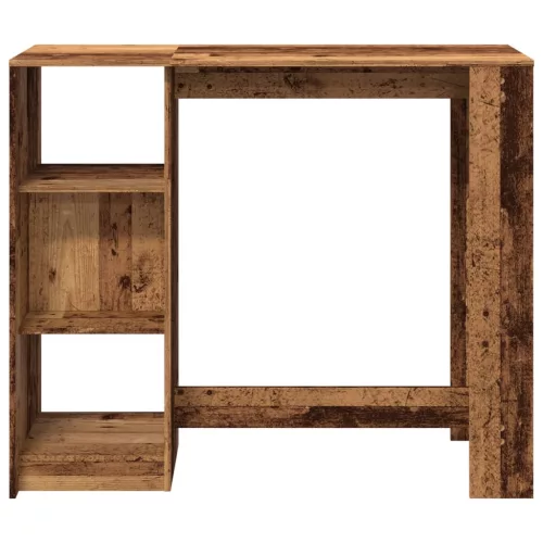 Antik fa színű szerelt fa bárasztal polccal 124 x 46 x 103,5 cm