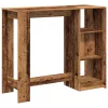Antik fa színű szerelt fa bárasztal polccal 124 x 46 x 103,5 cm
