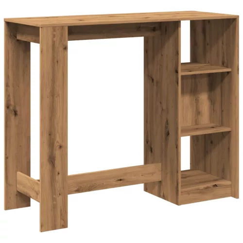 Kézműves tölgy szerelt fa bárasztal polccal 124 x 46 x 103,5 cm