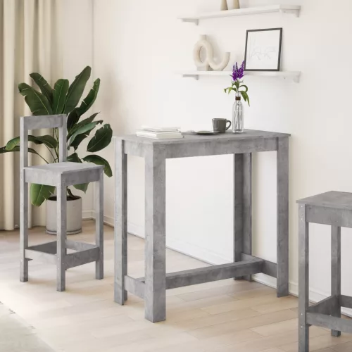 Betonszürke szerelt fa bárasztal 102 x 50 x 103,5 cm