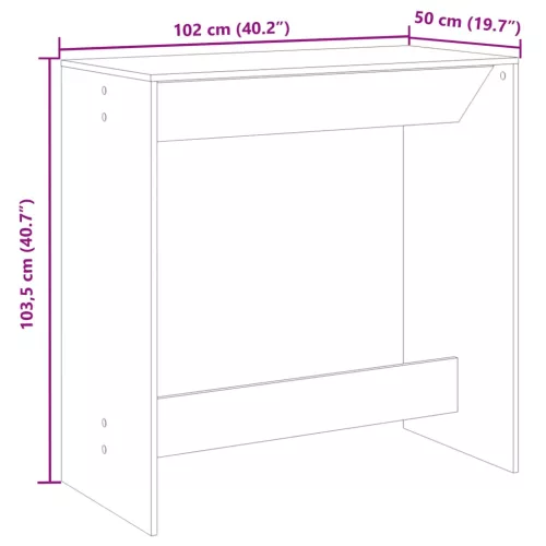 Betonszürke szerelt fa bárasztal 102 x 50 x 103,5 cm