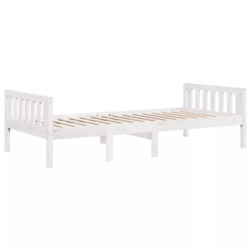 Fehér tömör fenyőfa gyerekágy matrac nélkül 90 x 200 cm