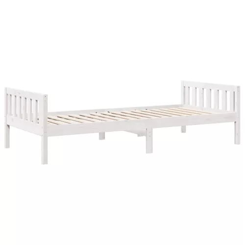 Fehér tömör fenyőfa gyerekágy matrac nélkül 90 x 200 cm