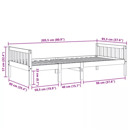 Fehér tömör fenyőfa gyerekágy matrac nélkül 90 x 200 cm