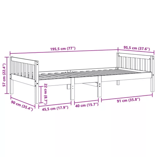 Viaszbarna tömör fenyőfa gyerekágy matrac nélkül 90 x 190 cm