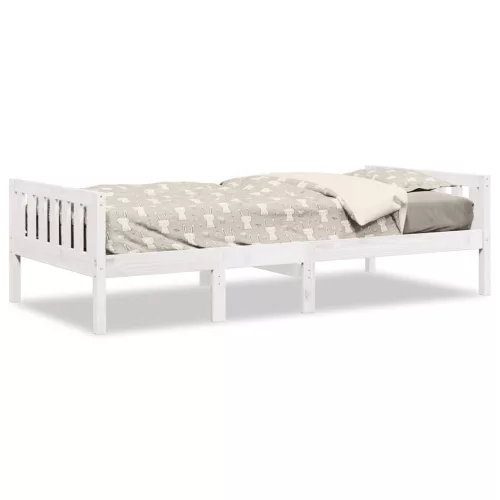 Fehér tömör fenyőfa gyerekágy matrac nélkül 75 x 190 cm