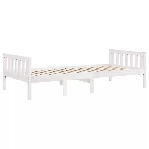 Fehér tömör fenyőfa gyerekágy matrac nélkül 75 x 190 cm