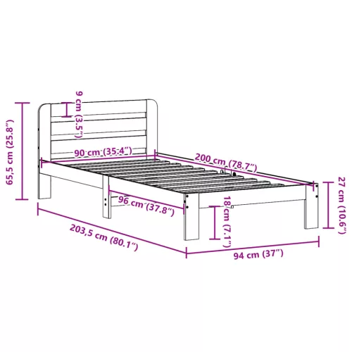 Tömör fenyőfa ágy matrac nélkül 90 x 200 cm
