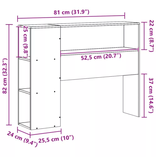 Tömör fenyőfa fejtámla tárolóval 75 cm