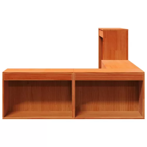 Viaszbarna tömör fenyőfa éjjeliszekrény asztallal 222x122x75 cm