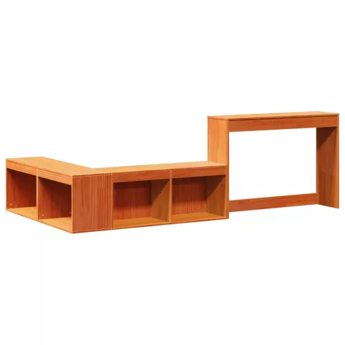 Viaszbarna tömör fenyőfa éjjeliszekrény asztallal 222x107x75 cm