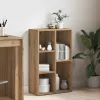 Kézműves tölgy színű szerelt fa könyvszekrény 50x25x80 cm