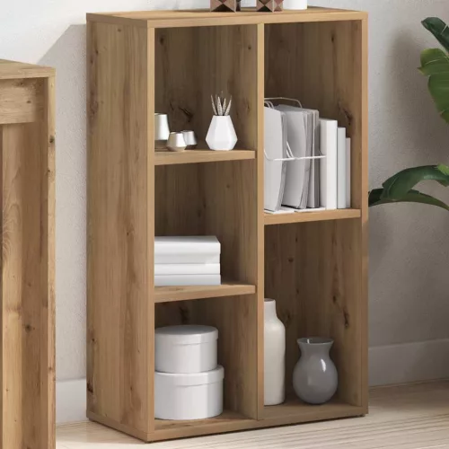 Kézműves tölgy színű szerelt fa könyvszekrény 50x25x80 cm