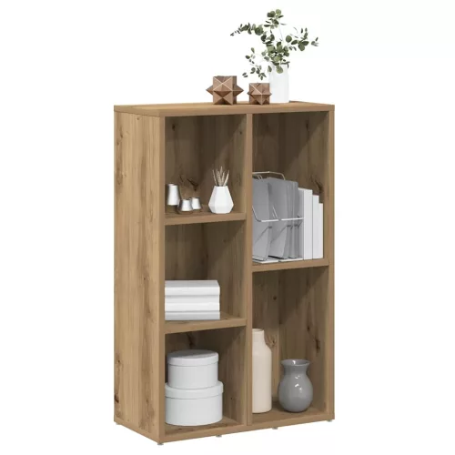 Kézműves tölgy színű szerelt fa könyvszekrény 50x25x80 cm