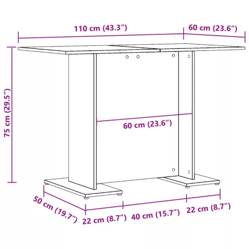 Antik fa színű szerelt fa étkezőasztal 110 x 60 x 75 cm