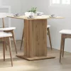 Kézműves tölgy színű szerelt fa étkezőasztal 80 x 80 x 75 cm