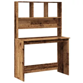   Antik fa színű szerelt fa íróasztal polcokkal 102 x 45 x 148 cm