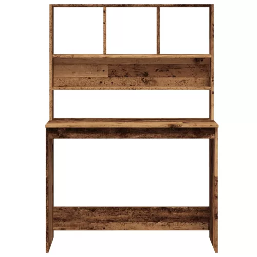 Antik fa színű szerelt fa íróasztal polcokkal 102 x 45 x 148 cm