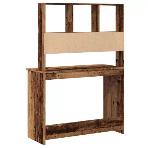 Antik fa színű szerelt fa íróasztal polcokkal 102 x 45 x 148 cm