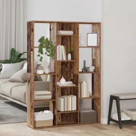   Antik fa forgácslap térelválasztó/könyvszekrény 100x24x140 cm