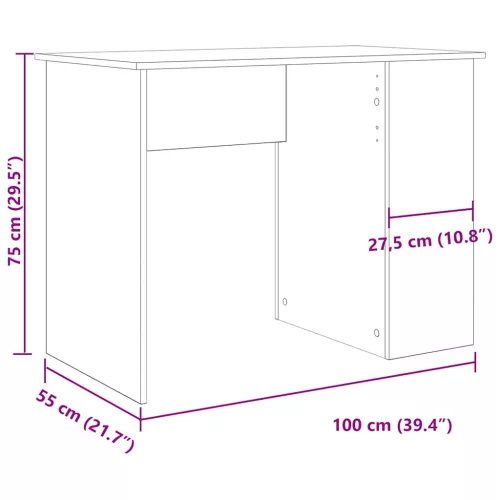 Íróasztal régi fa 100x55x75 cm műszaki fa
