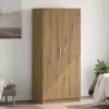 Kézműves tölgy színű szerelt fa ruhásszekrény 90x52x200 cm