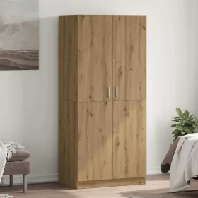   Kézműves tölgy színű szerelt fa ruhásszekrény 90x52x200 cm