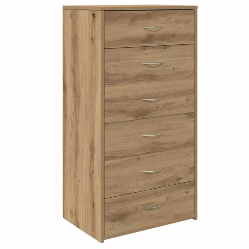 Tálalószekrény 6 fiókkal Kézműves tölgy 50x34x96 cm műszaki fa