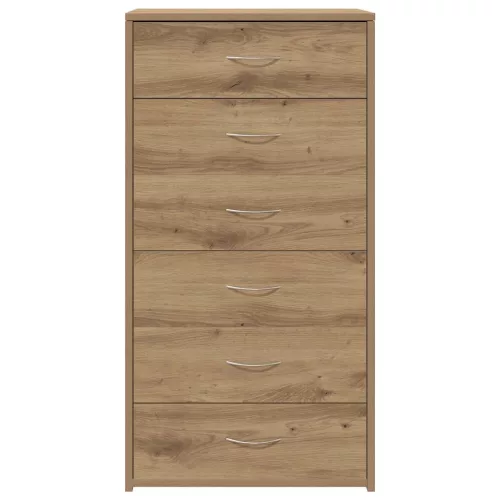 Tálalószekrény 6 fiókkal Kézműves tölgy 50x34x96 cm műszaki fa