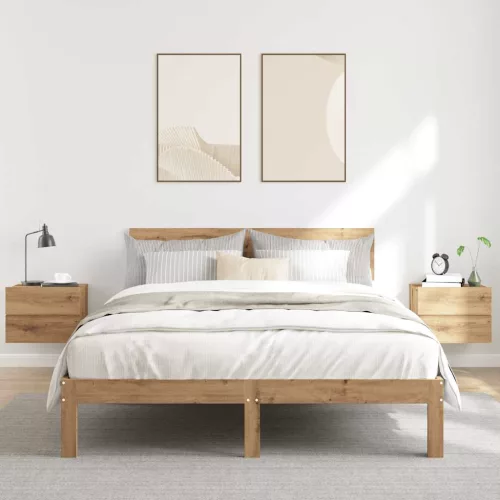 2 db kézműves tölgy fali szerelhető éjjeliszekrény 40x32x30 cm