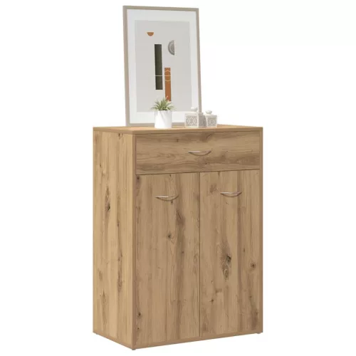 Kézműves tölgy színű szerelt fa cipősszekrény 60 x 35 x 84 cm