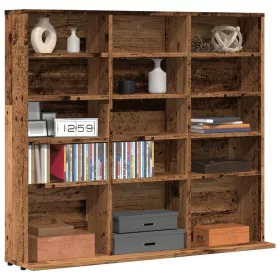Antik fa színű szerelt fa CD-szekrény 102 x 23 x 89,5 cm