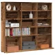Antik fa színű szerelt fa CD-szekrény 102 x 23 x 89,5 cm