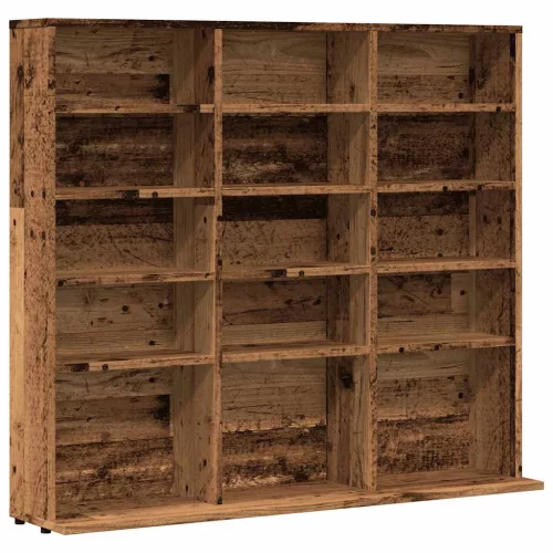 Antik fa színű szerelt fa CD-szekrény 102 x 23 x 89,5 cm