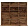 Antik fa színű szerelt fa CD-szekrény 102 x 23 x 89,5 cm