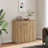 Kézműves tölgy színű szerelt fa tálalószekrény 80 x 36 x 75 cm