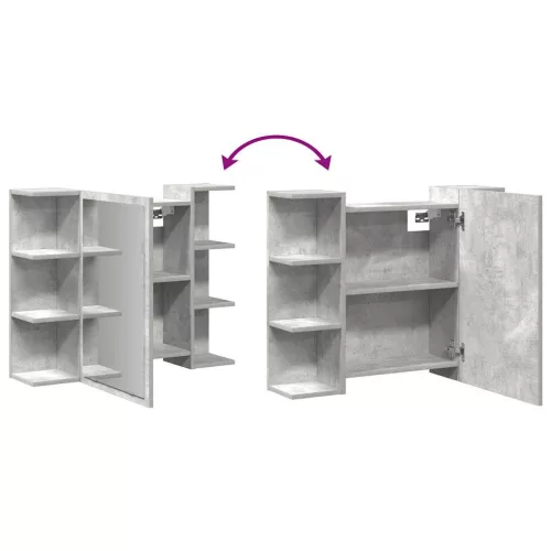Betonszürke forgácslap fürdőszobai tükör 80 x 20,5 x 64 cm