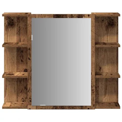 Fürdőszoba tükörszekrény régi fa 80x20,5x64 cm Gépelt fa