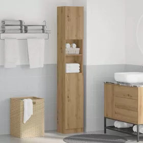   Kézműves tölgyfa fürdőszobaszekrény 32 x 25,5 x 190 cm redőzött fa