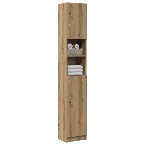 Kézműves tölgyfa fürdőszobaszekrény 32 x 25,5 x 190 cm redőzött fa