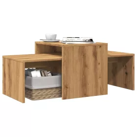   Kézműves tölgy színű szerelt fa dohányzóasztal 100 x 48 x 40 cm