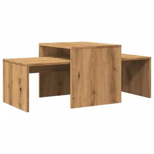 Kézműves tölgy színű szerelt fa dohányzóasztal 100 x 48 x 40 cm
