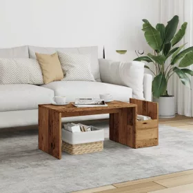 Antik fa színű szerelt fa dohányzóasztal 90 x 45 x 35 cm
