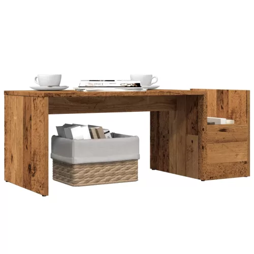 Antik fa színű szerelt fa dohányzóasztal 90 x 45 x 35 cm