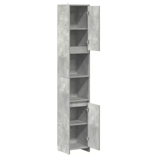 Betonszürke forgácslap fürdőszobaszekrény 30 x 30 x 183,5 cm