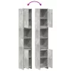 Betonszürke forgácslap fürdőszobaszekrény 30 x 30 x 183,5 cm
