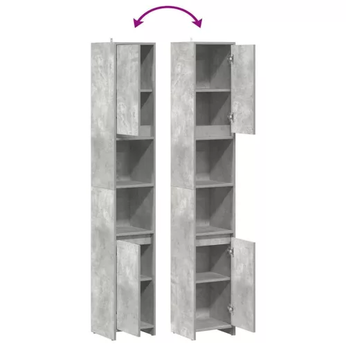 Betonszürke forgácslap fürdőszobaszekrény 30 x 30 x 183,5 cm
